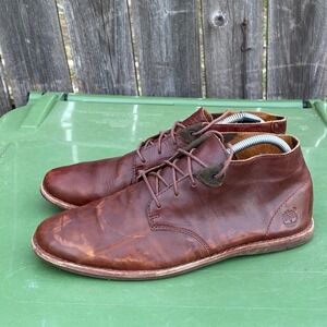 Timberland A152E Mens Brown Leather Chukka Boots Ankle Lace Up Casual Shoes Sz 8